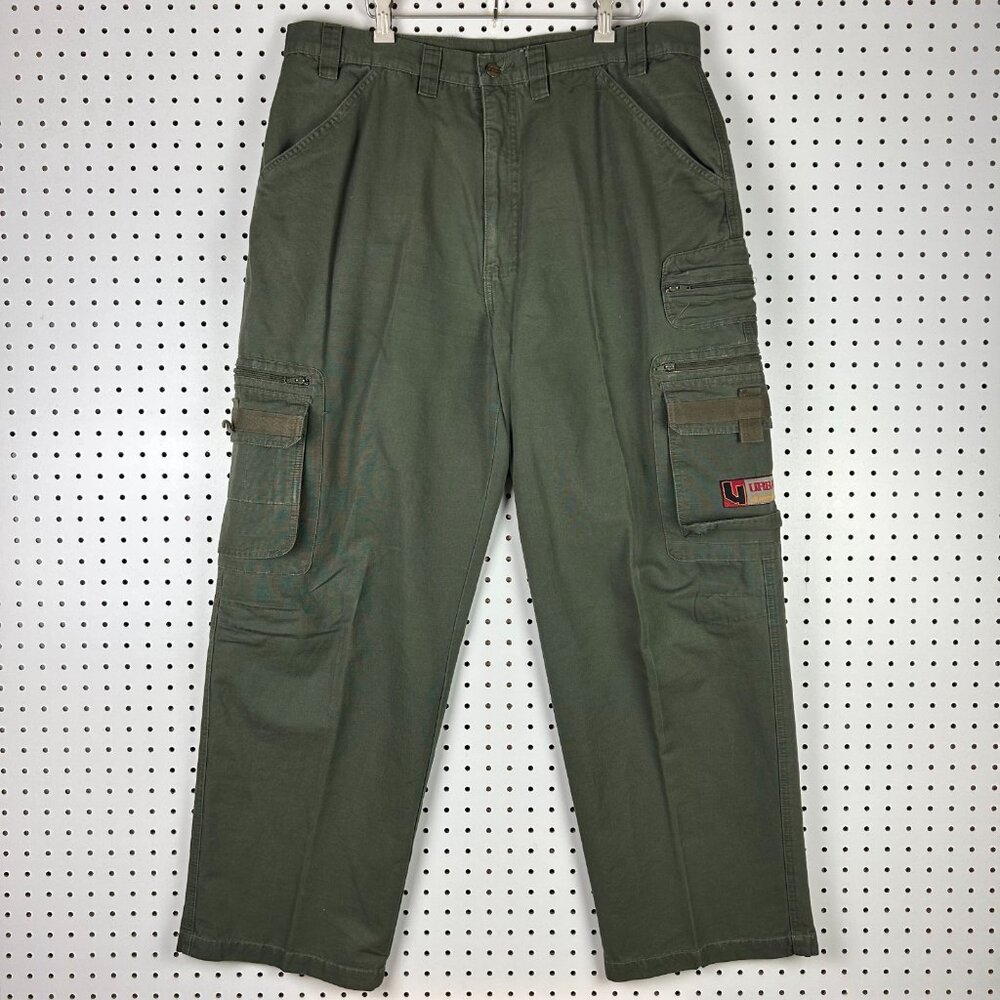 Urban Jeanswear Army Cargo Pants 36x30‎ Wide Leg Baggy Green Tactical Zip Skater